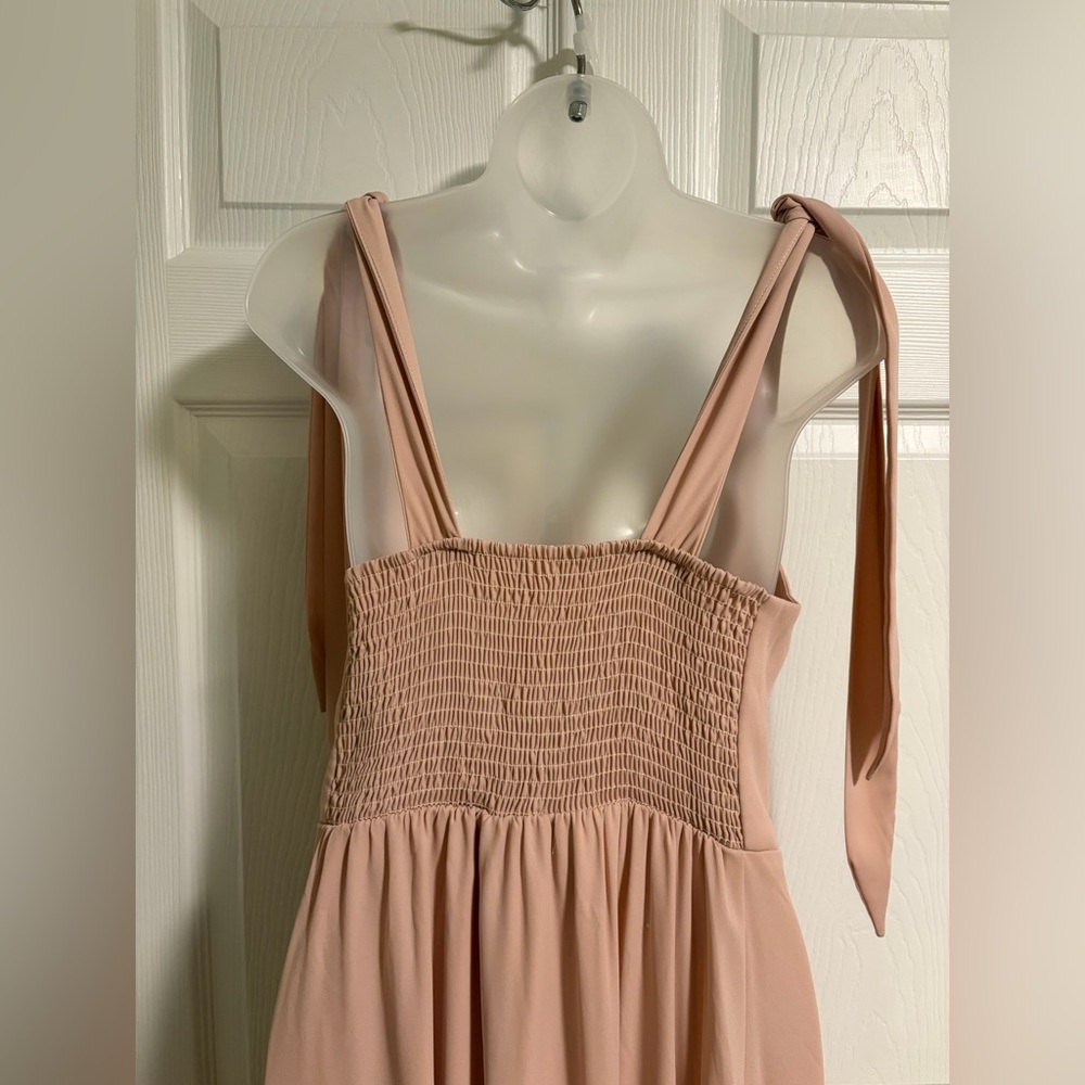 Show Me Your MUMU Blush Pink Tie-Shoulder Midi Dress - Picture 7 of 9